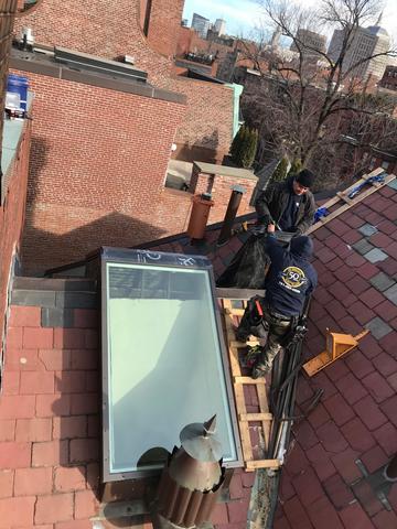 Our craftsmen close to finishing the work on the skylight in Boston, Massachusetts.

