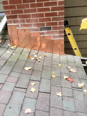 Brand new copper chimney flashing that is durable and looks great!