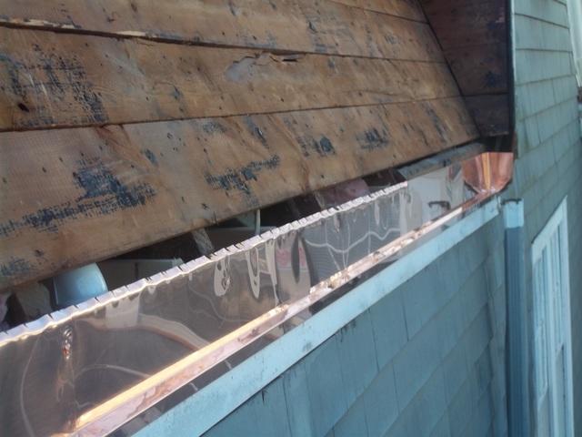 The old gutter has been removed, and out crew has begun the preparation to install the new copper gutter.