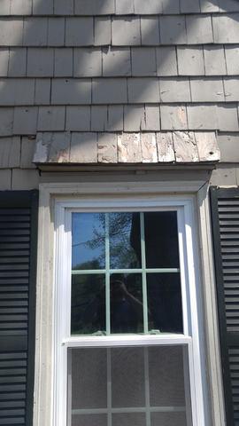 The overhang above this window needs to be replaced, as you can see the exterior damage. What you can't see is the rot forming underneath which can really lead to extensive damage to the home if not treated quickly.