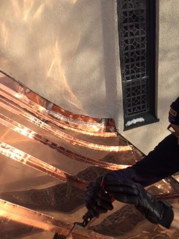 Once all of the copper panels have been installed, our crew will make sure that every seam is watertight to prevent any future leaks from occurring.