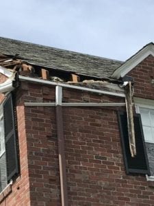 Home affected by snowstorm damage.