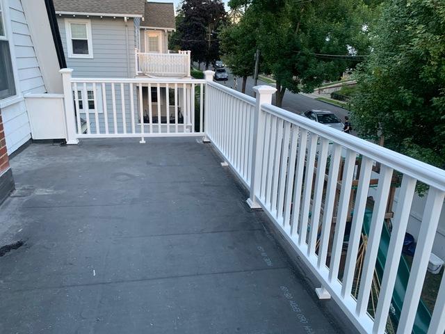 Wood railing we installed on the flat roof.

