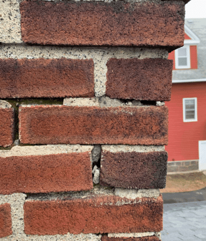 Chimney mortar damage. Over time, chimney mortar joints can crack and crumble from moisture and weather.
