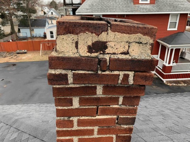 Chimney mortar damage. Over time, chimney mortar joints can crack and crumble from moisture and weather.