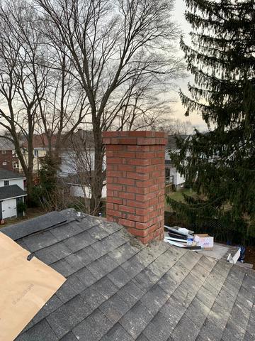 Chimney mortar being completed.