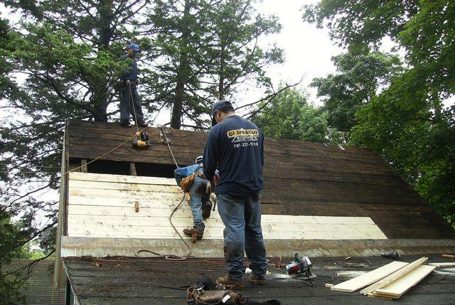 Our crew is halfway through replacing the wood before installing the rest of the underlayments. This will provide a strong foundation for the new shingles too.