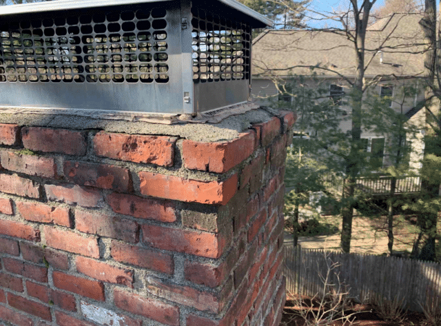 Cracked chimney mortar.