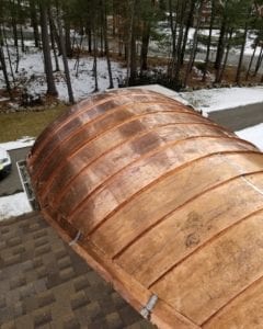 Copper roof installed in Newton, Wellesley, and Brookline by a roofing company.