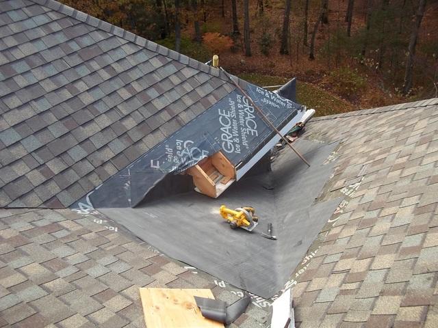 Rebuilding roof to make sure there is no build up of debris and snow in corner.