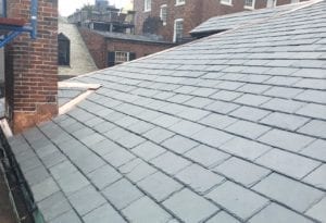 Slate roofing material.