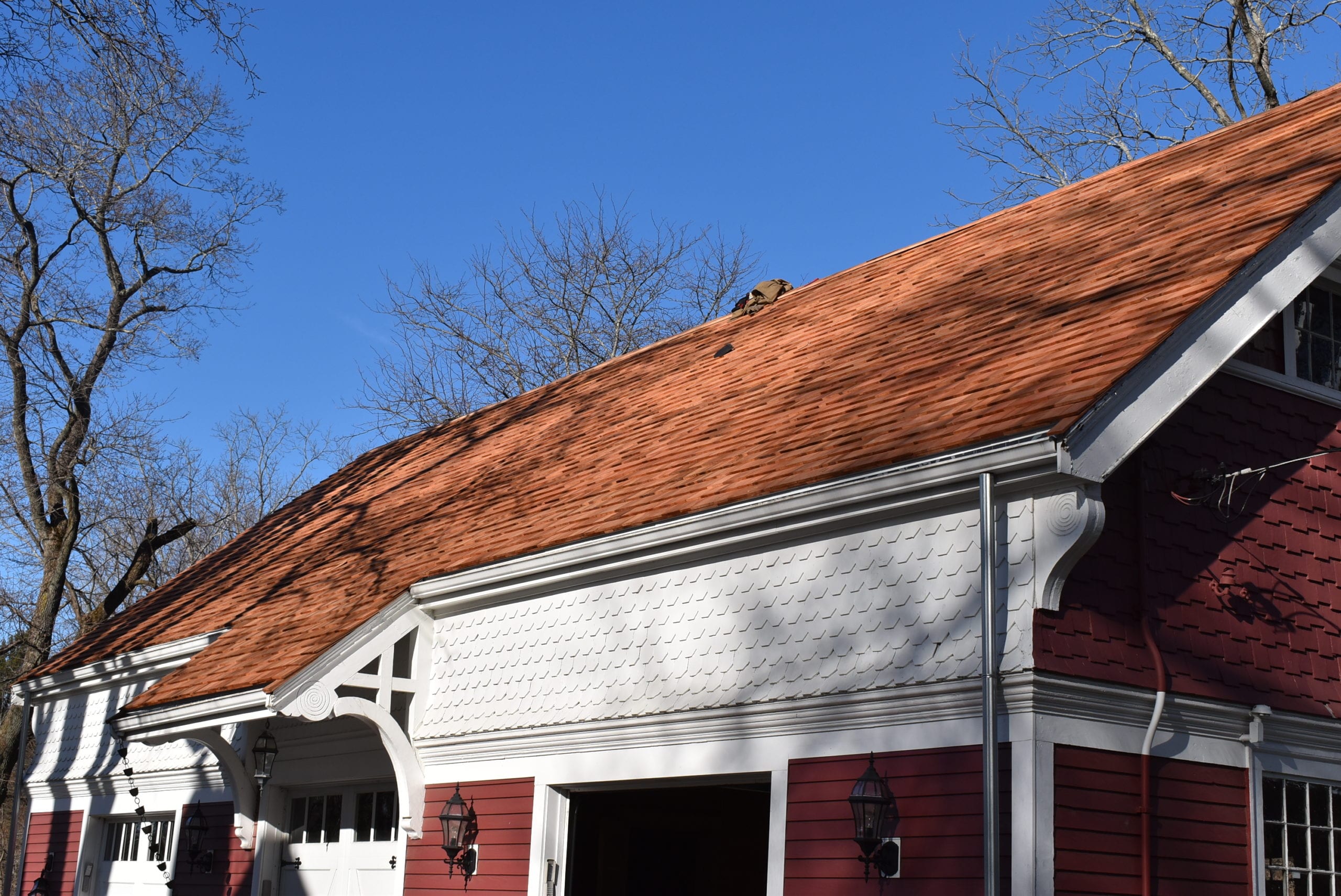 Gorgeous cedar shake roof installed in Milton, MA! Cedar shakes are a durable and stylish option for homes. 